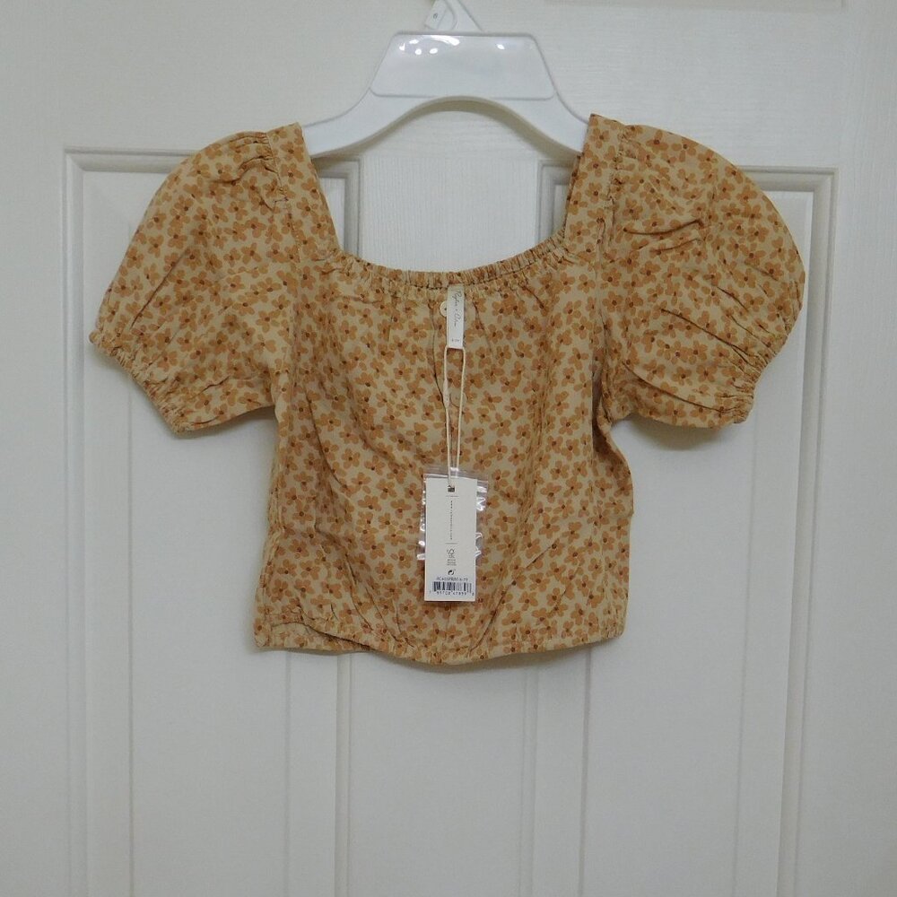 NWT Rylee + Cru Linen Blend Smocked Neckline Floral Top sz 6-7